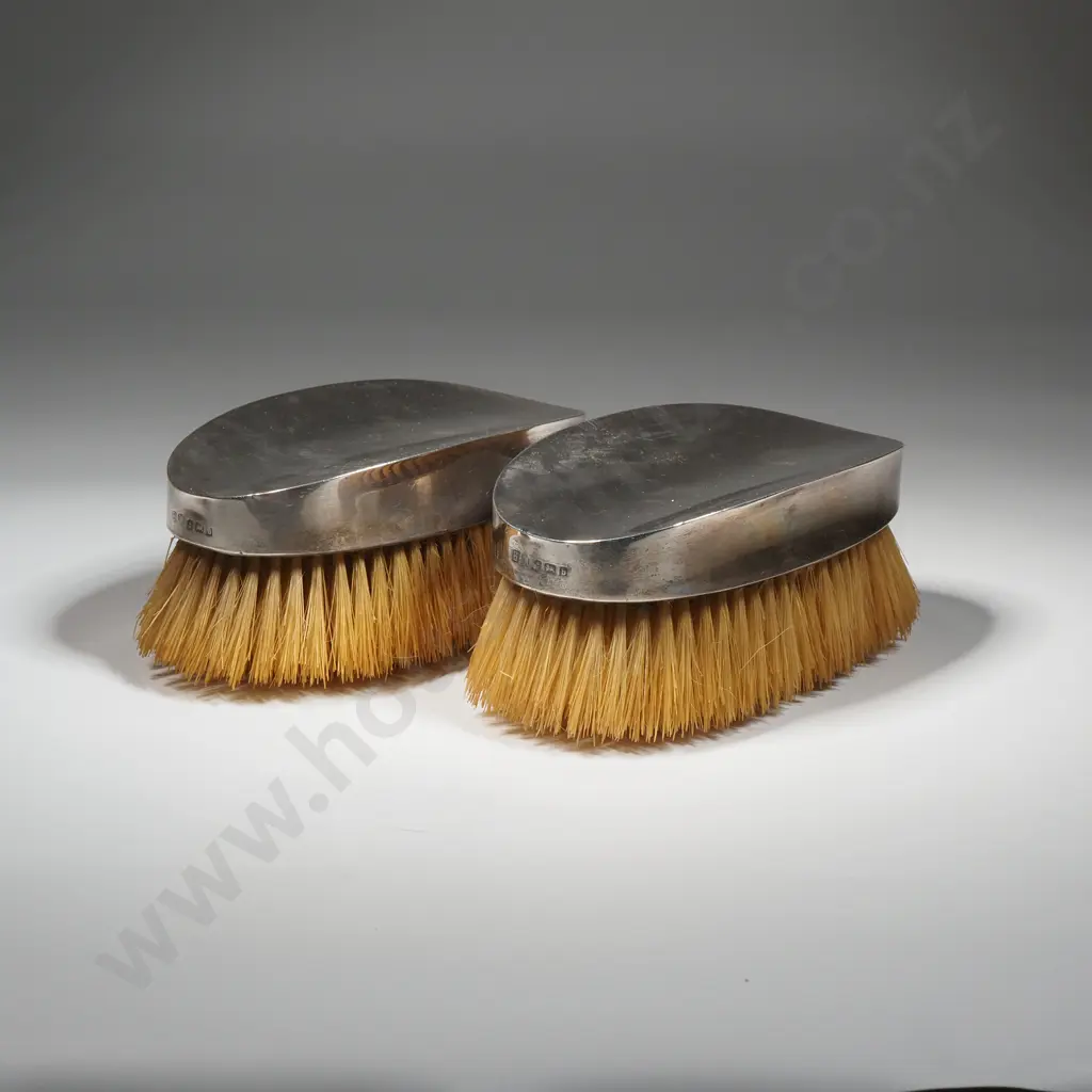 Matched Pair Of Sterling Silver Topped Gentlemen's Clothes Brushes Image 1++
