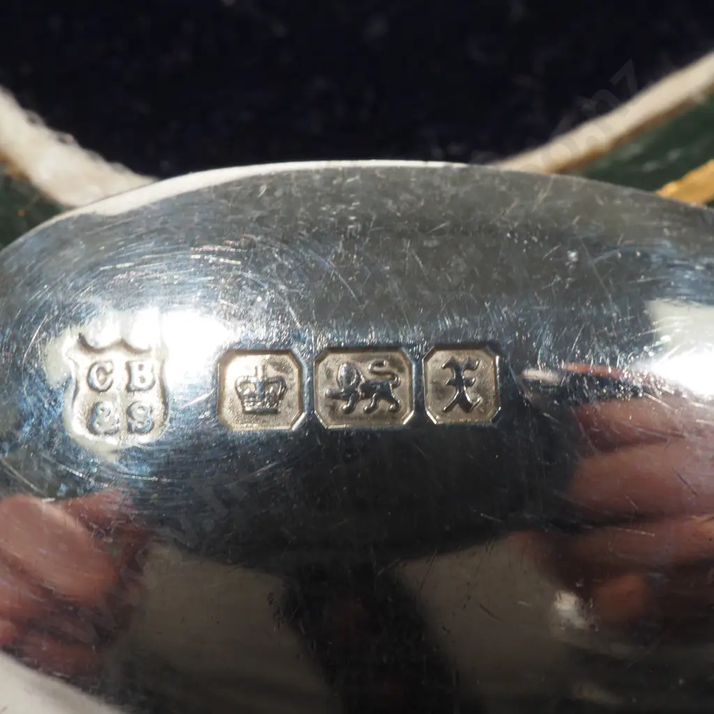 Cased Set of Art Deco Style Sterling Silver Coffee Spoons & One Sugar Tong Sheffield 1912 Image 1++