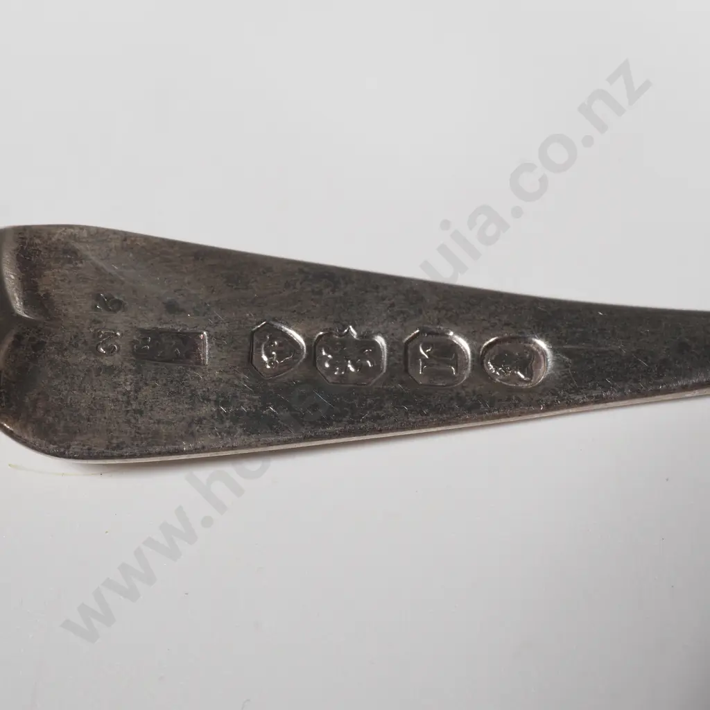 Sterling Silver Crested Mustard Spoon - Georgian Hallmark Image 1++