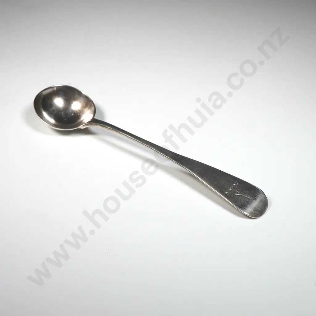 Sterling Silver Crested Mustard Spoon - Georgian Hallmark Image 1++
