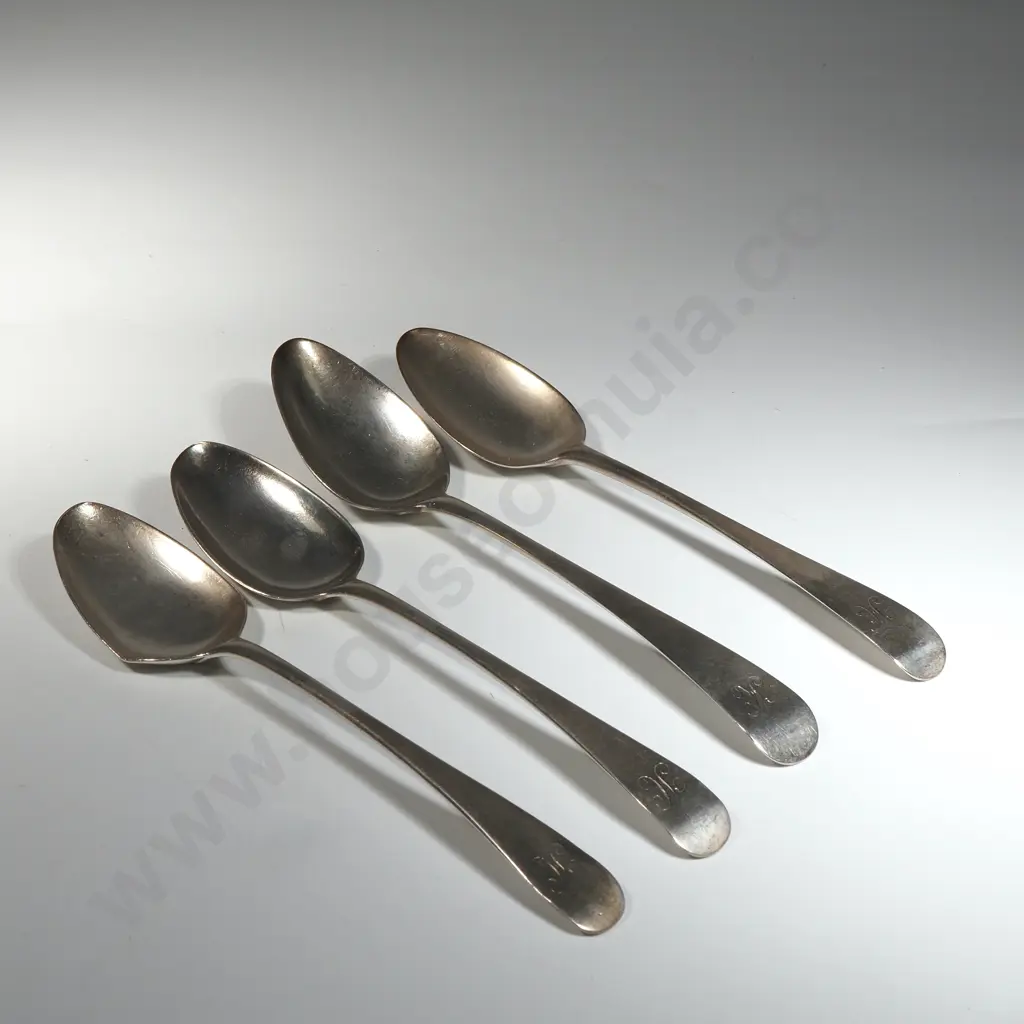 Four Sterling Silver Desert Spoons - Various Georgian Hallmarks - One A/F Image 1++