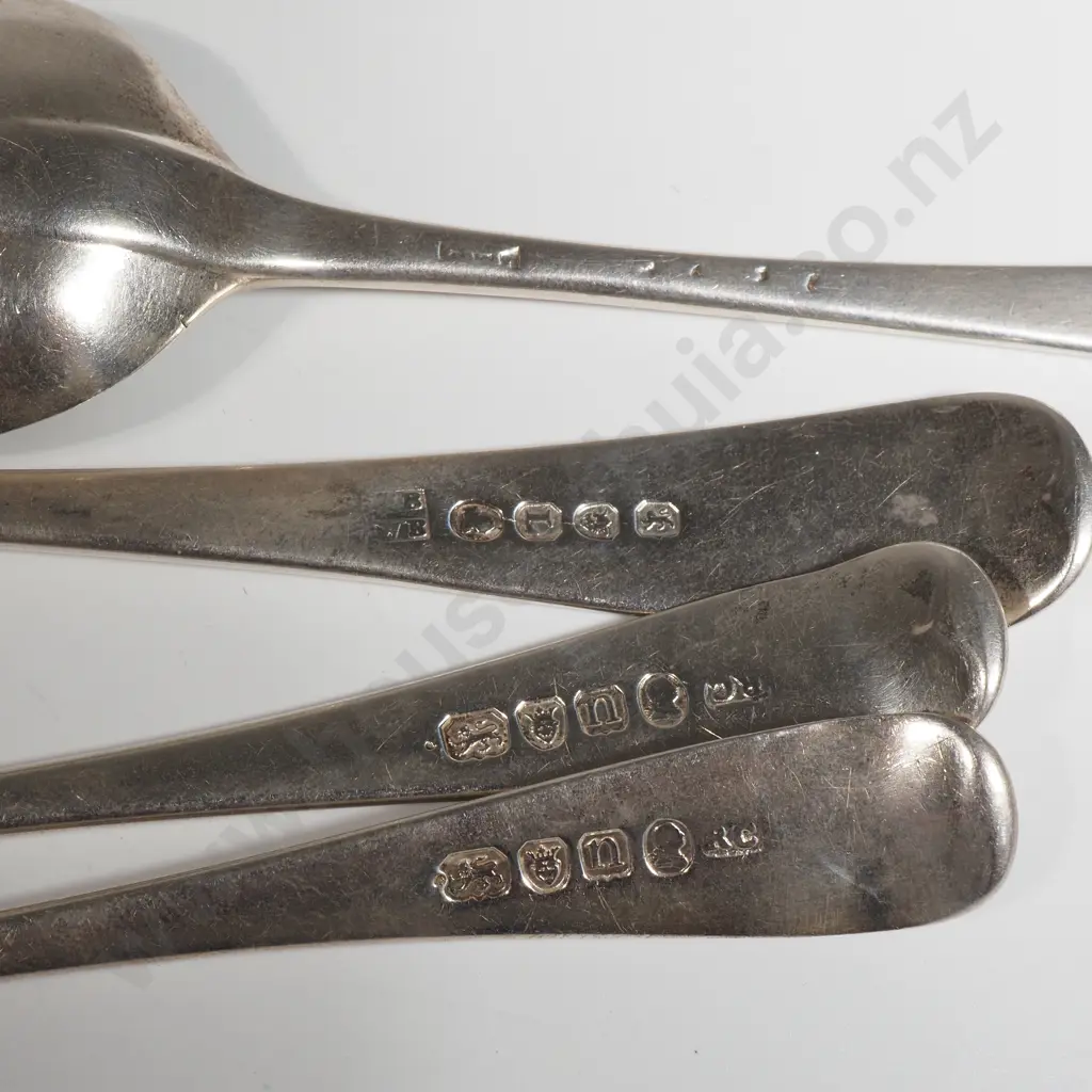 Four Sterling Silver Desert Spoons - Various Georgian Hallmarks - One A/F Image 1++