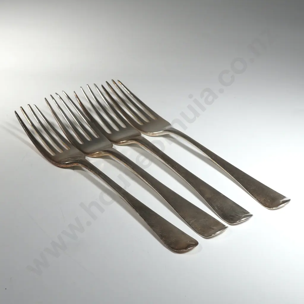 Four Crested Desert Forks - Assorted Georgian Hallmarks Image 1++