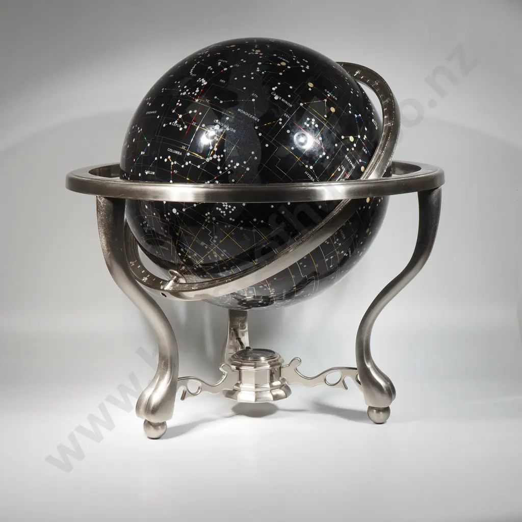 Black Celestial Star Globe w Compass To Base & On A Heavy Metal Tripod Stand Image 1++