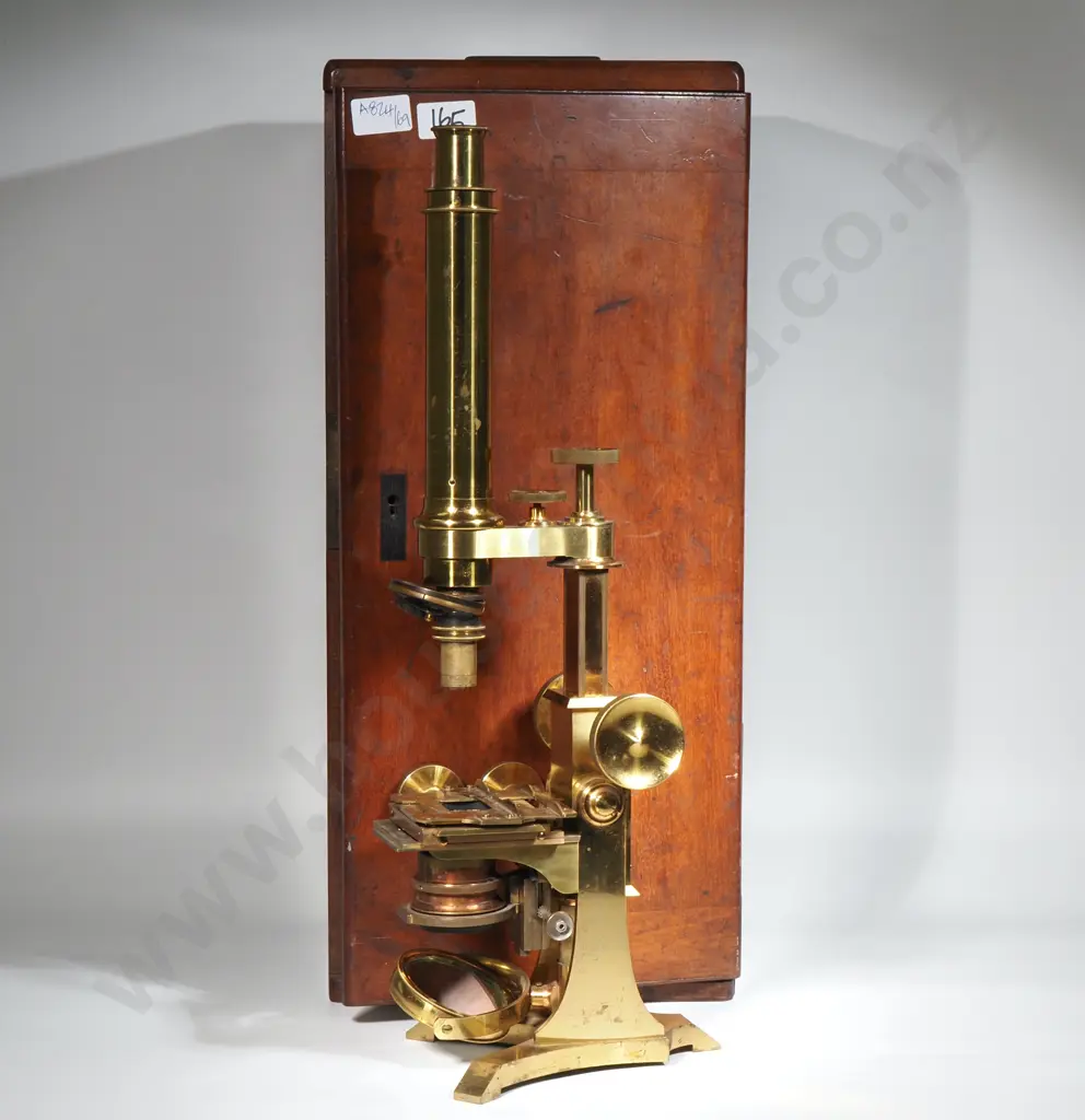 Exceptional Large Wooden Cased Victorian Microscope by W Lawley Image 1++