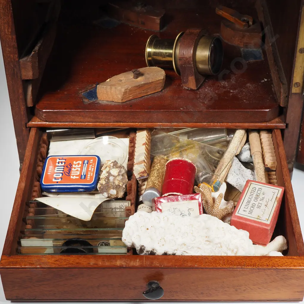 Exceptional Large Wooden Cased Victorian Microscope by W Lawley Image 1++