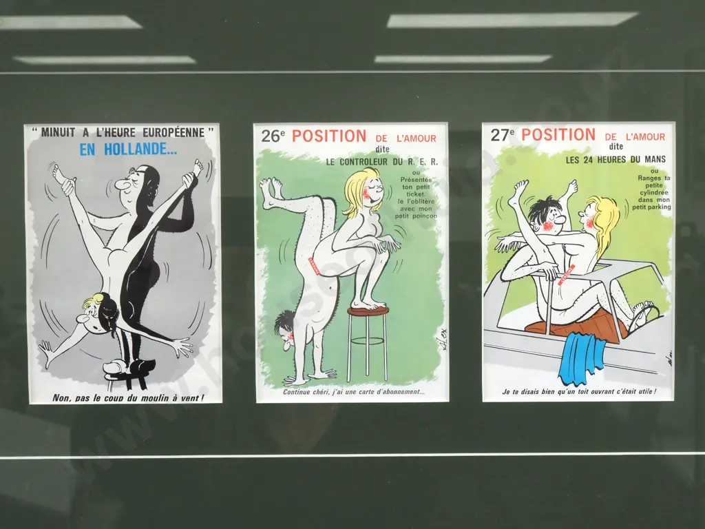 Framed French Post Cards In Jarrah Frame Image 1++