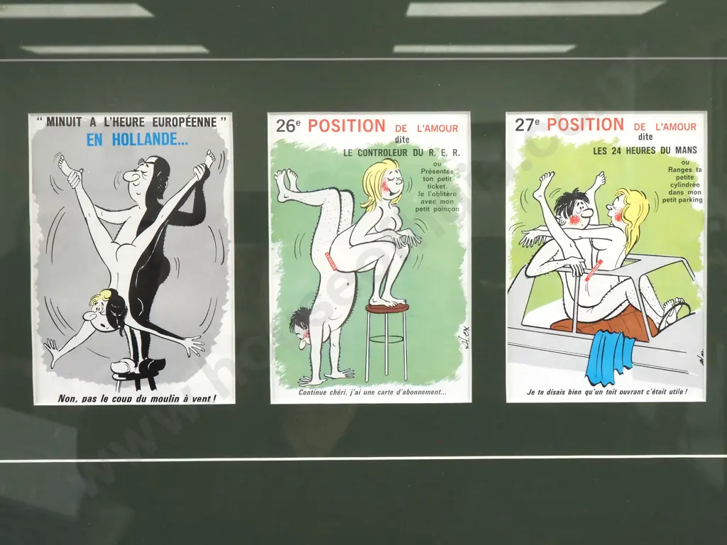 Framed French Post Cards In Jarrah Frame Image 1++