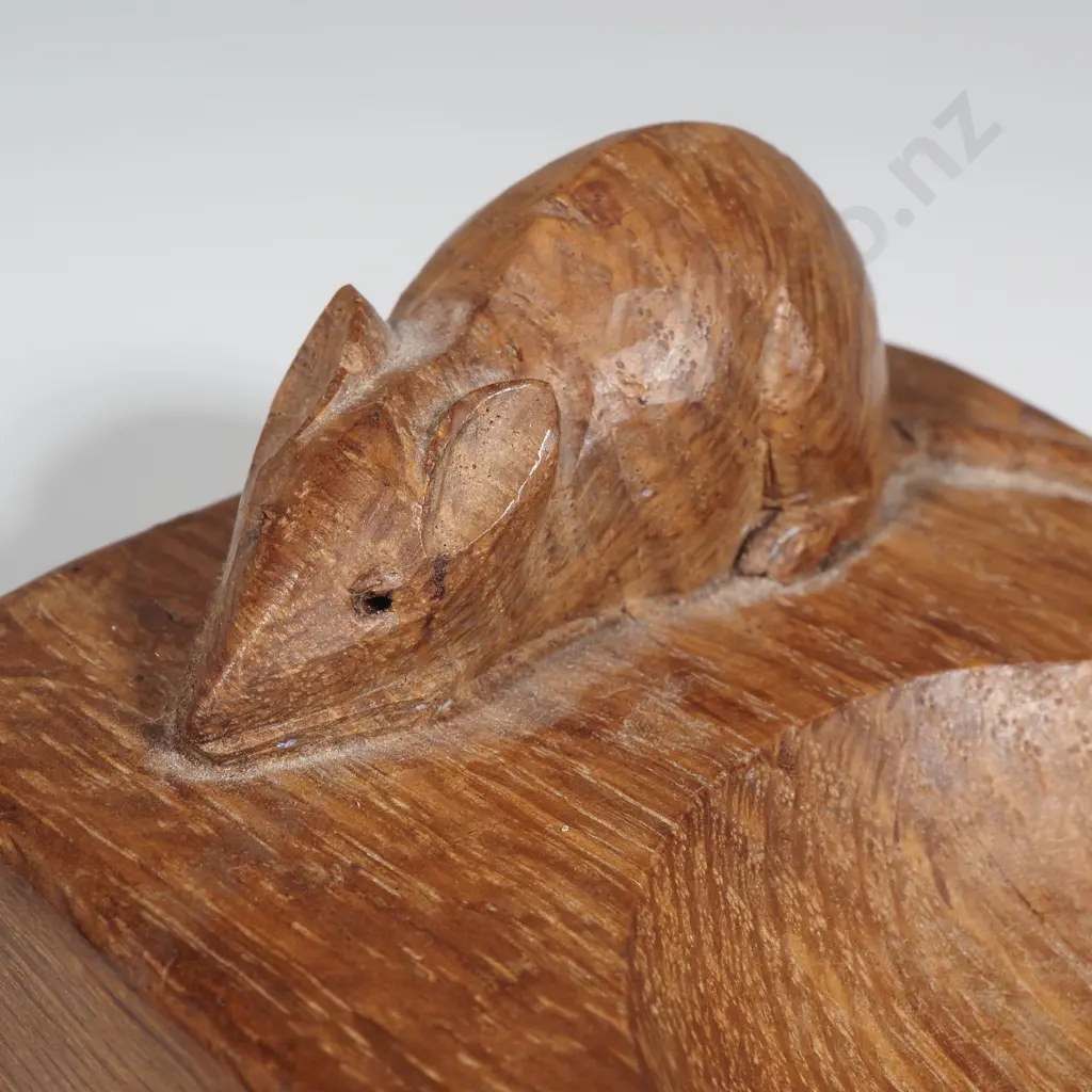 Vintage 'Mouseman' Oak Ashtray - By Robert Thompson of Kilburn Image 1++