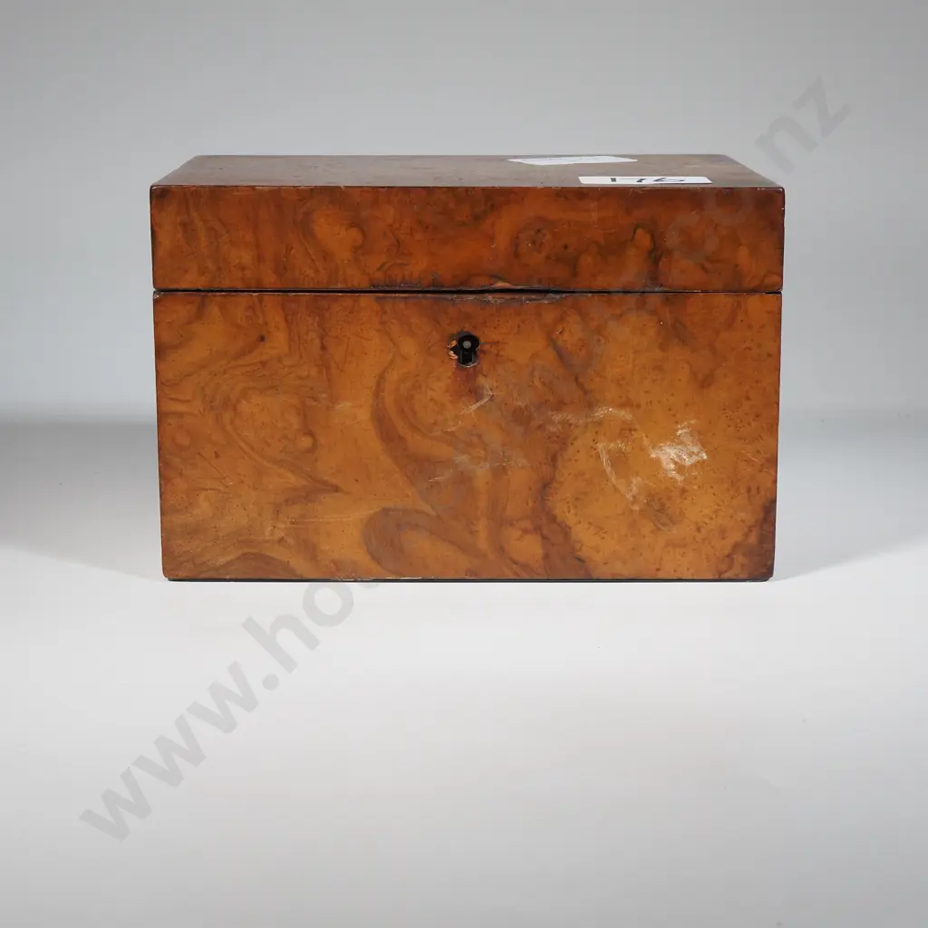 Antique Walnut Jewellery Box Of Small Proportions - The Interior w Two Tiers Lined w Satin & Velvet Image 1++