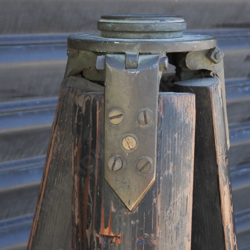 Vintage Wooden Surveyor's Tripod w Brass Fittings Image 1++
