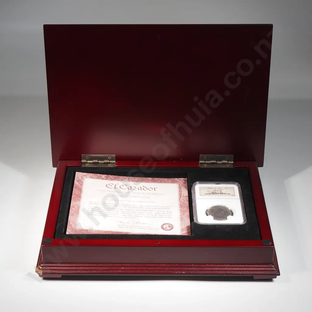 Cased NGC Graded 1783 Mexico 2 Real From The El Cazador Shipwreck Image 1++