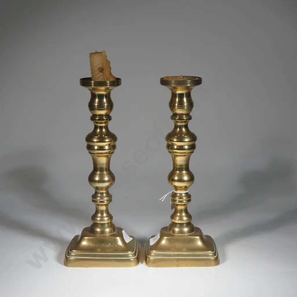 Quality Pair Of Antique Victorian Brass Candlesticks Image 1++