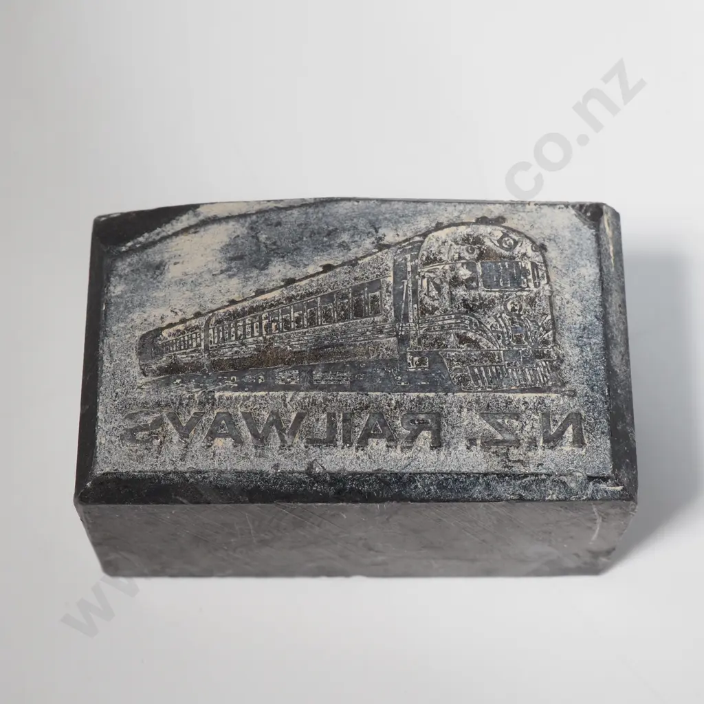 Vintage Letterpress Printing Block Or Die Marked "NZ Railways" Image 1++
