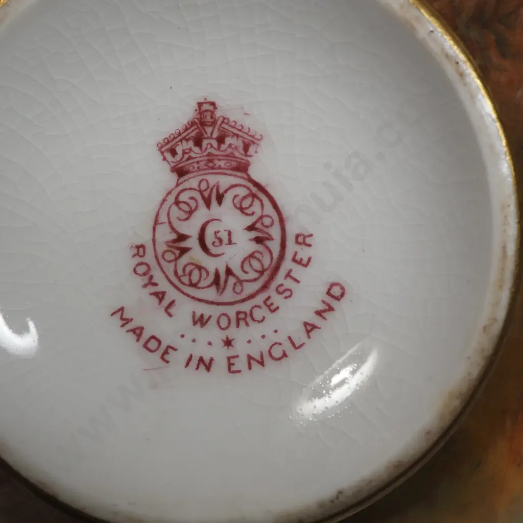 Royal Worcester Golden Pheasant Cup & Saucer & Plate By Sedgley w Gilding To Rim & Interior Of Cup Image 1++