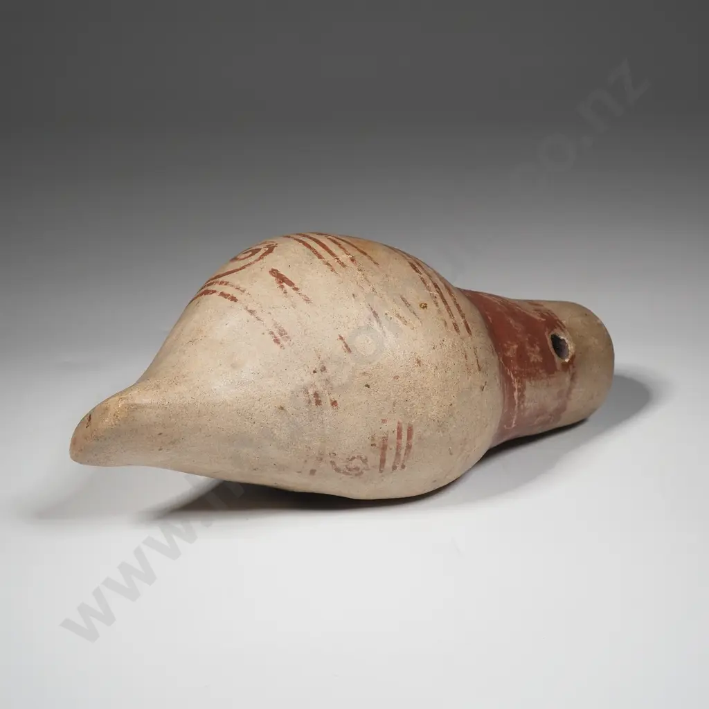 Pre-Colombian Hand Painted Terracotta Pottery Whistle From Cali, Columbia Image 1++