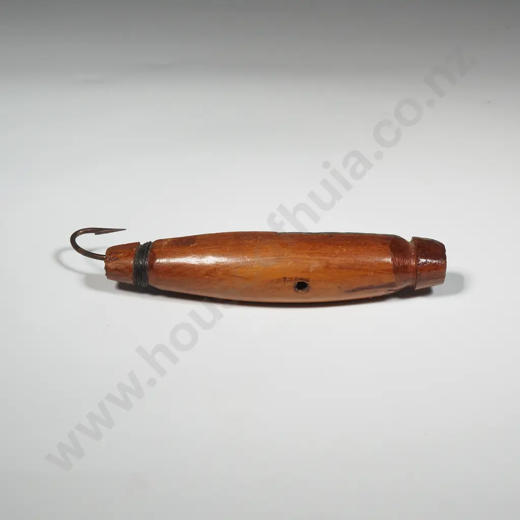 Antique Wooden Fishing Lure w Metal Mounts Stamped Made In New Zealand By Tisdall Ltd Image 1++