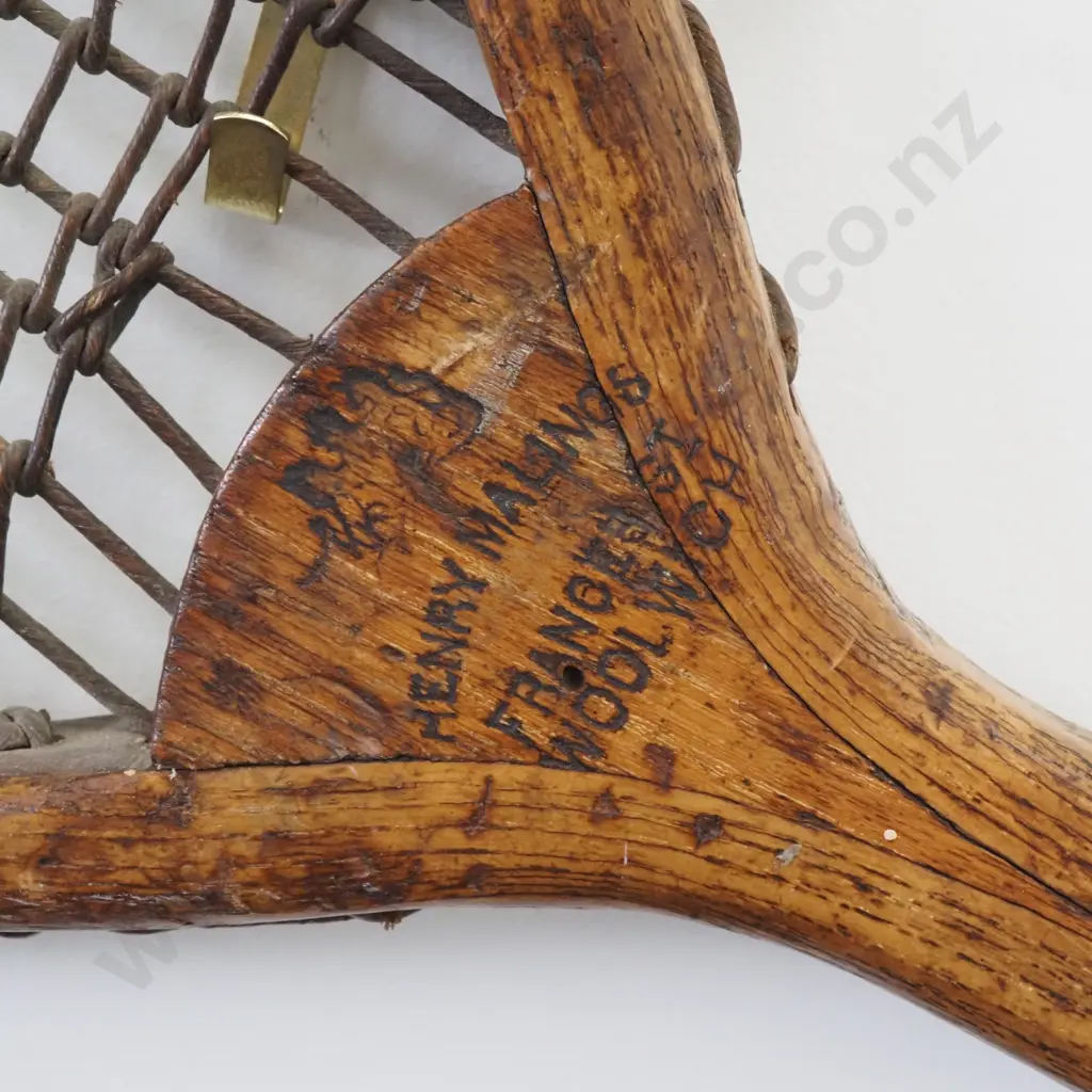 c1875 Lopsided Henry Malings Tennis Racket - Frances Street Woolwick London - Scarce - Early Lopsided (tilt head) Image 1++