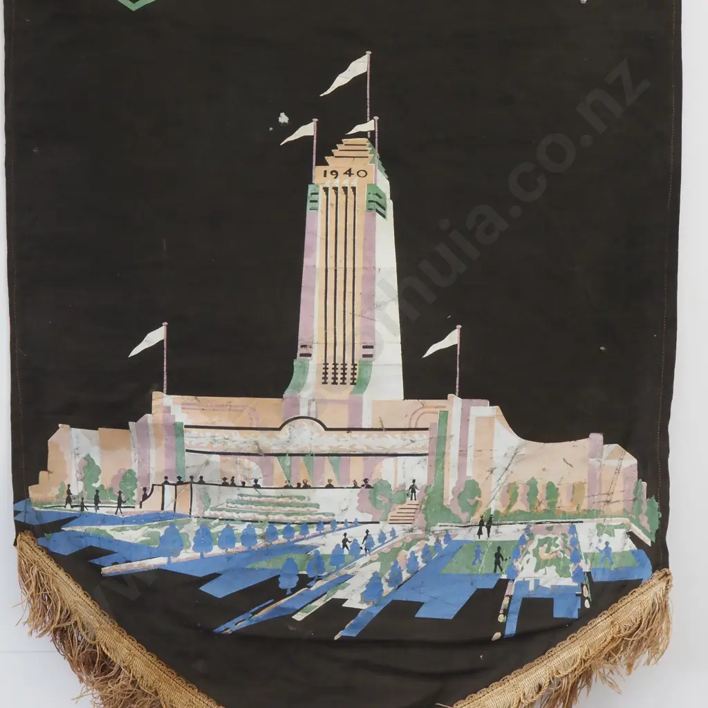 Vintage New Zealand 1940 Centenary Banner w Fringe Image 1++