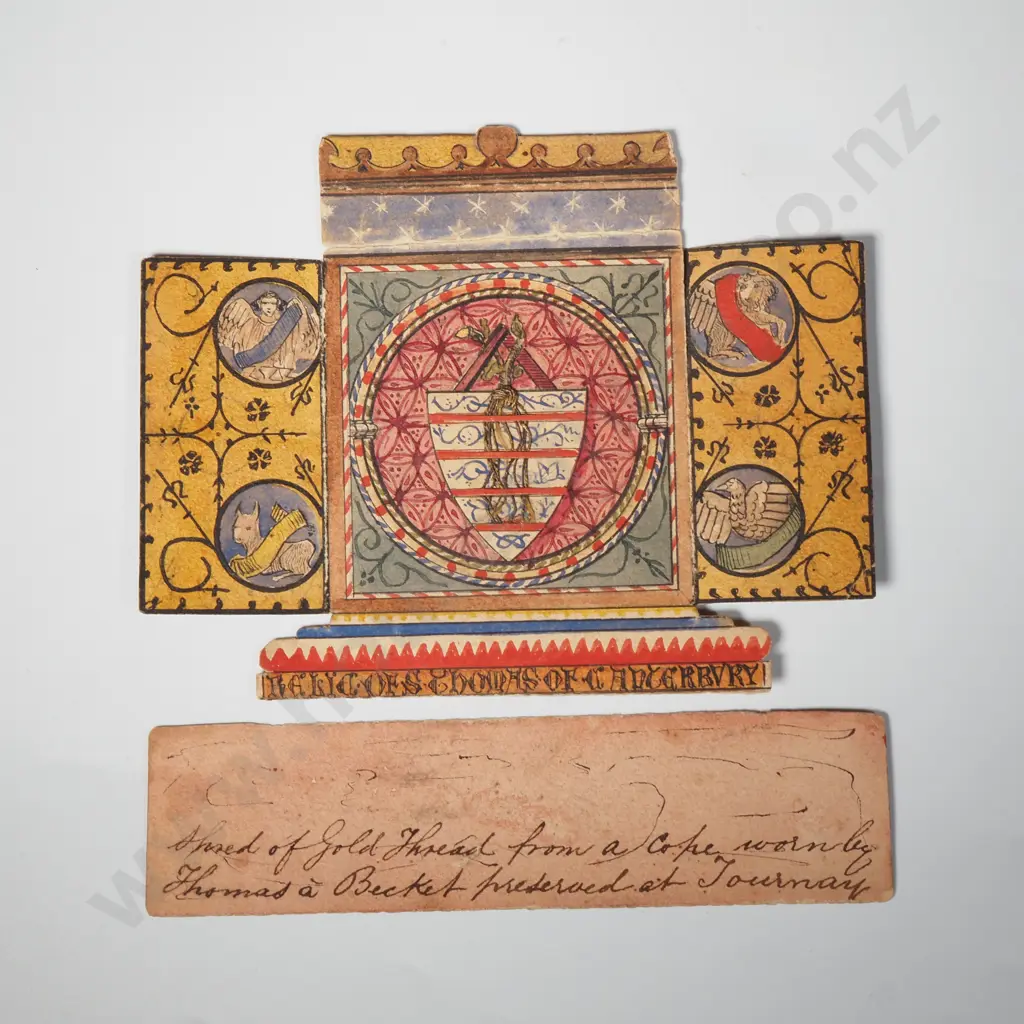 Shred Of Gold From A Cape Worn By Thomas A Becket - Originally the Property Of Colonel Alexander Lean Inherited From Image 1++