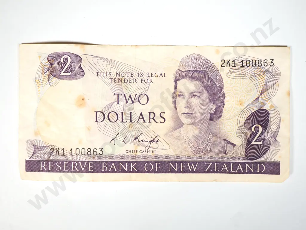New Zealand $2 Note Signed Purportedly Signed By One Of The Harlem Globe Trotters During Tour of New Zealand Image 1++