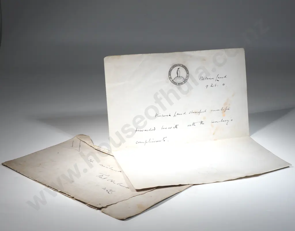 British Antarctic Expedition Terra Nova Envelope & Letter (Stamp Removed) Sent From Victoria Land 9 Sept 1911 Image 1++