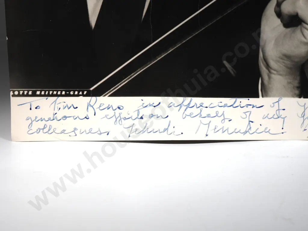 Signed Photograph Of Yehudi Menuhin To Tim Reno Image 1++