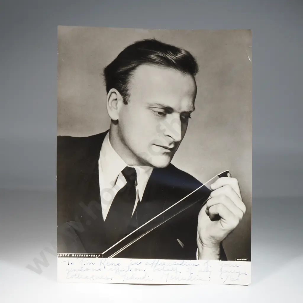 Signed Photograph Of Yehudi Menuhin To Tim Reno Image 1++