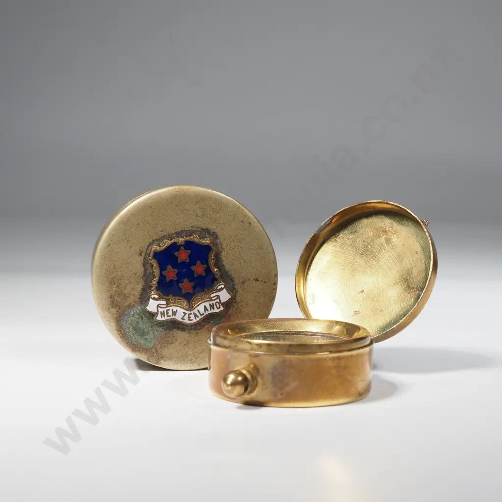 Brass Pill Box And Compass Image 1++