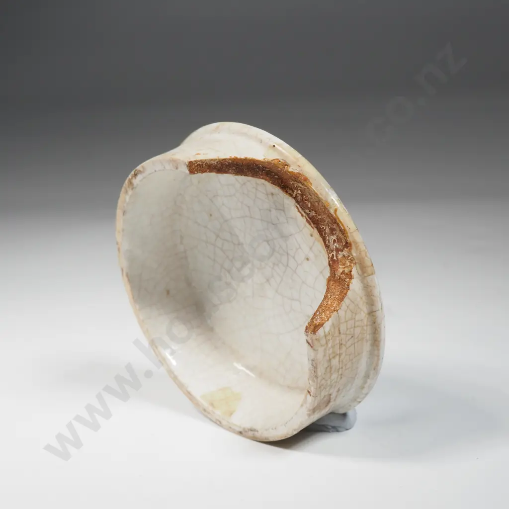 Porcelain Jar Lid Burgess's Genuine Anchovy Paste Antique - Circa 1900 & A Woods Areca Nut Tooth Paste Lid (AF)) Image 1++