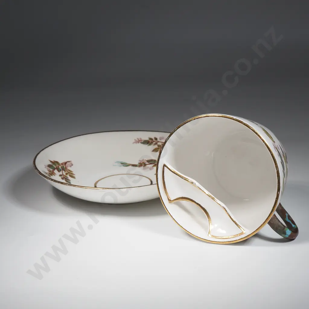 Moustache Cup And Saucer Decorated w Briar Roses Image 1++