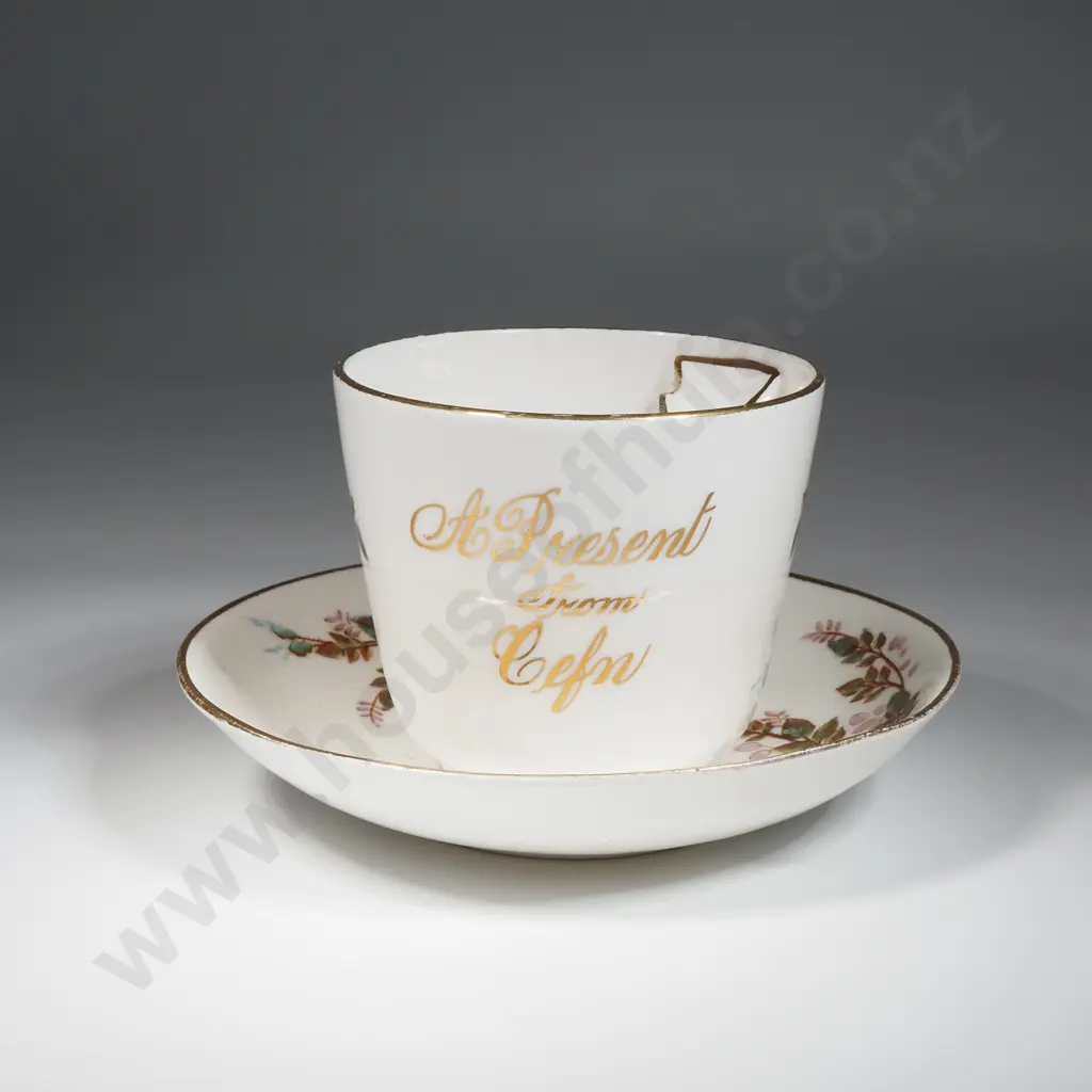 Moustache Cup And Saucer Decorated w Briar Roses Image 1++