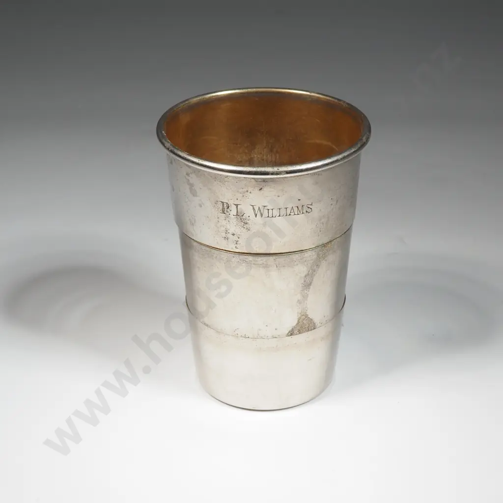 Silver Plate Concertina Travelling Mug Image 1++