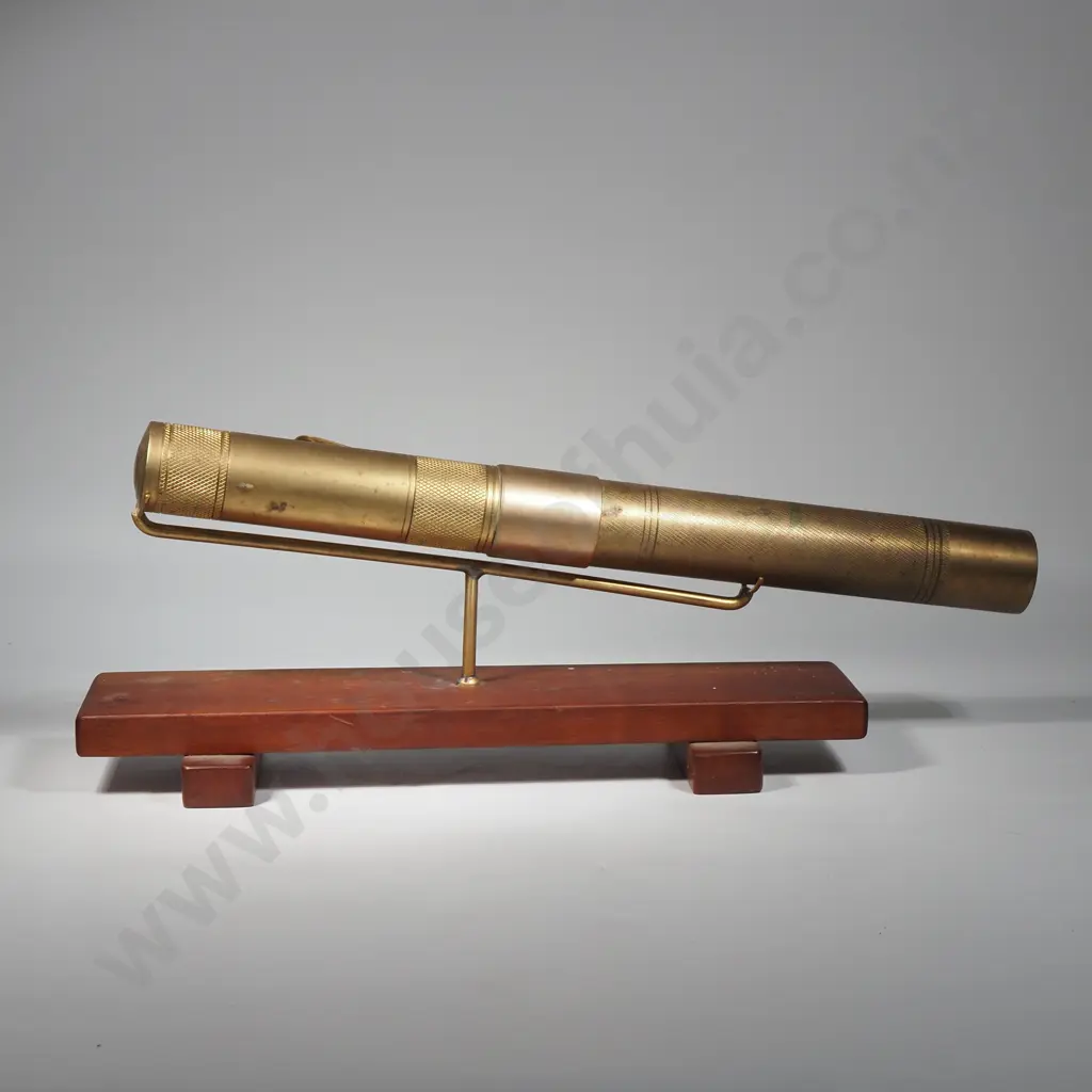 Decorative Oversized Brass Pen On Swivel Stand & Wooden Base Image 1++