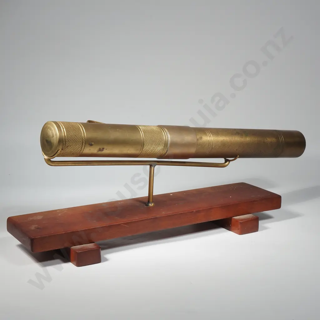 Decorative Oversized Brass Pen On Swivel Stand & Wooden Base Image 1++