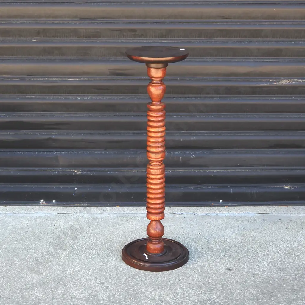Cotton Reel Turned Mahogany  Pedestal Stand/Torchere Image 1++