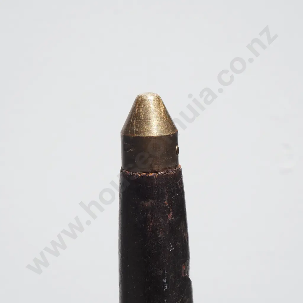 Carved Wooden Sword Stick Of Unknown Origin w Brass Mounts Image 1++