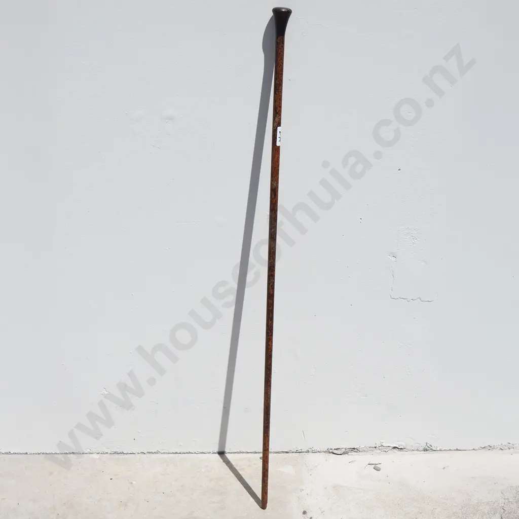 Wooden Walking Cane w Ebonised Handle Image 1++