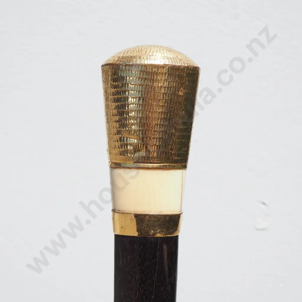 Elegant Vintage Umbrella w Hammered Brass & Elephant Ivory Accents Image 1++