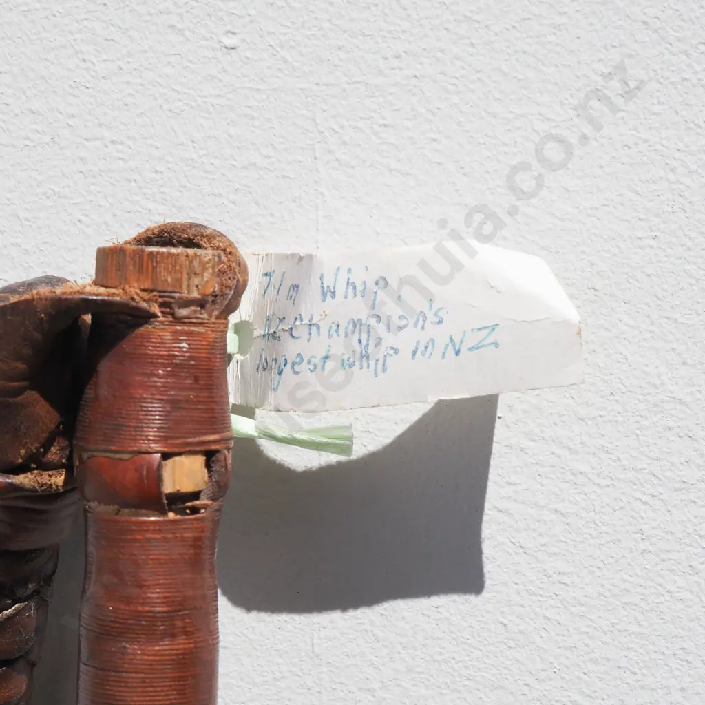 Vintage Leather Stock Whip Feet Long Bamboo Wood Handle Image 1++