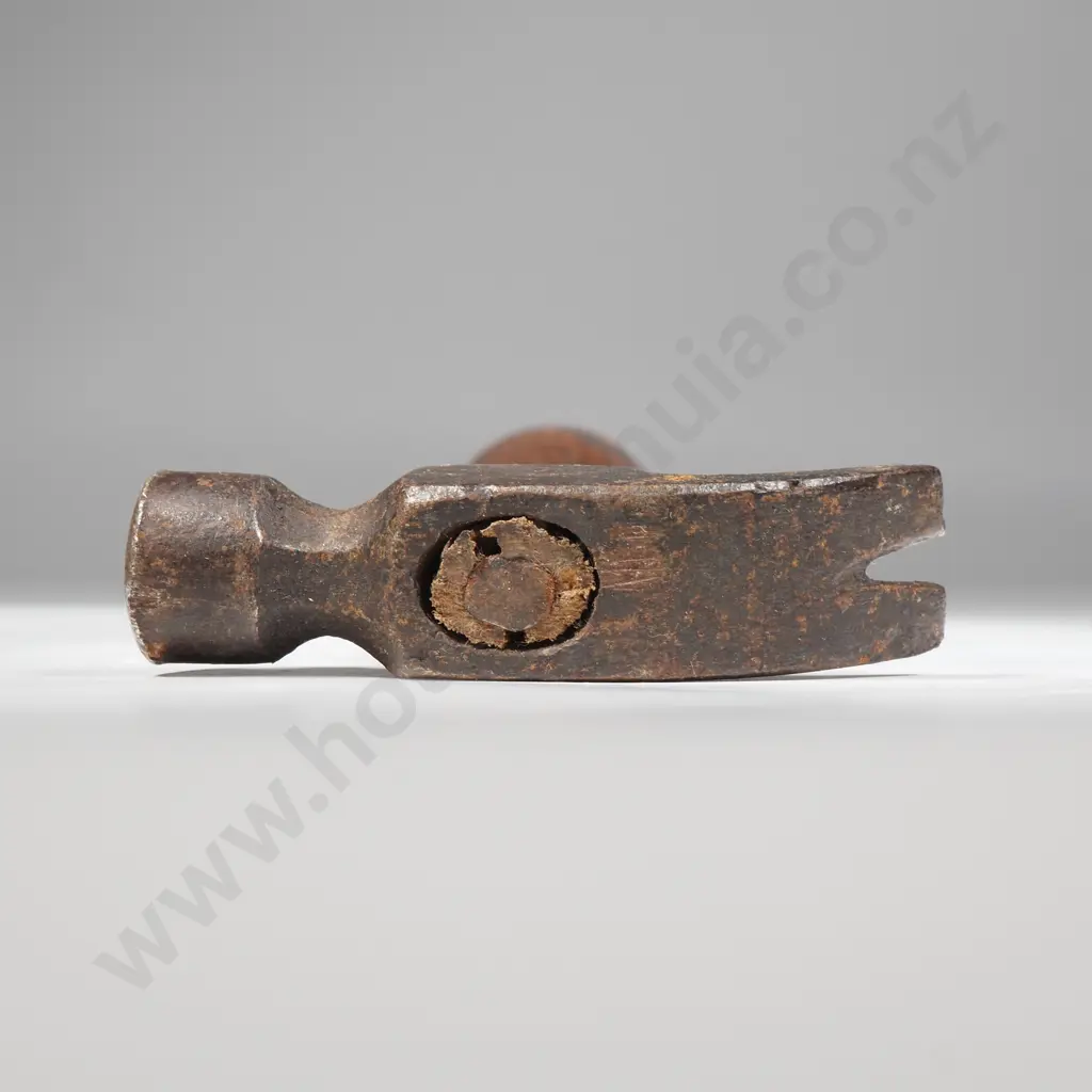 Antique Detailed Metalworker's Claw  Hammer w Turned Wood Handle Image 1++