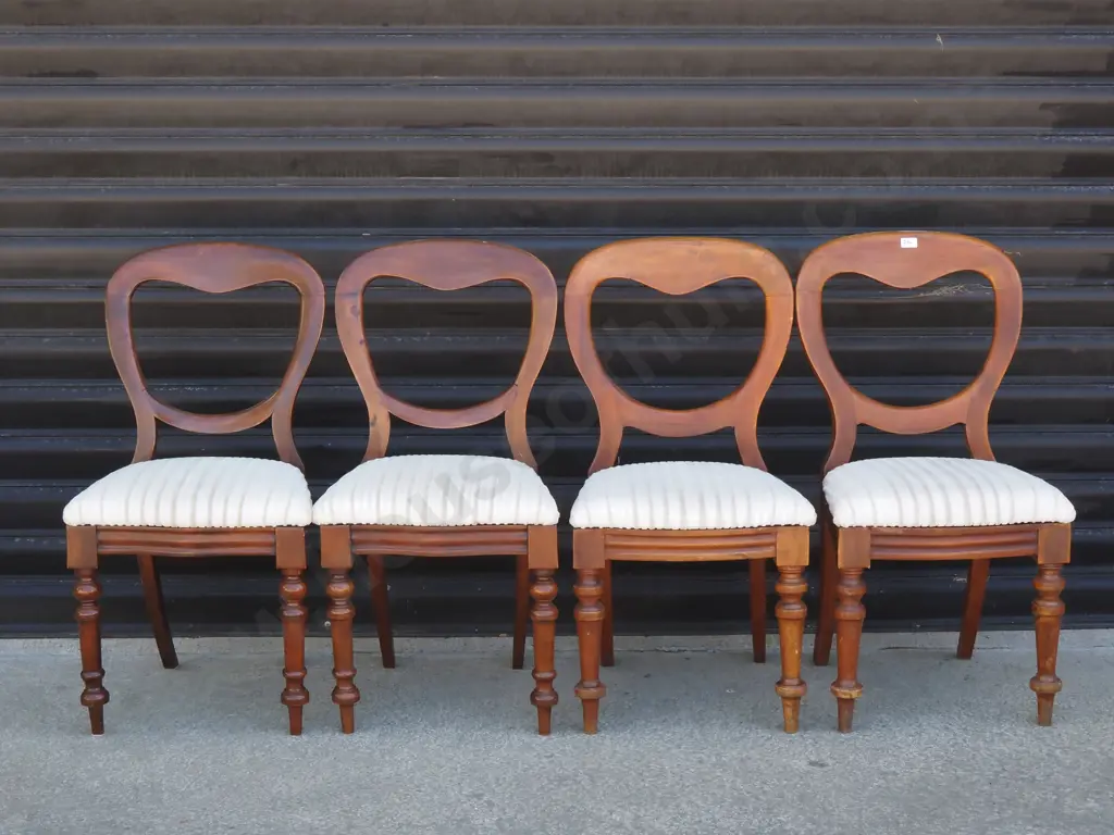 Four Late Victorian Mahogany Balloon Back Dining Chairs Image 1++