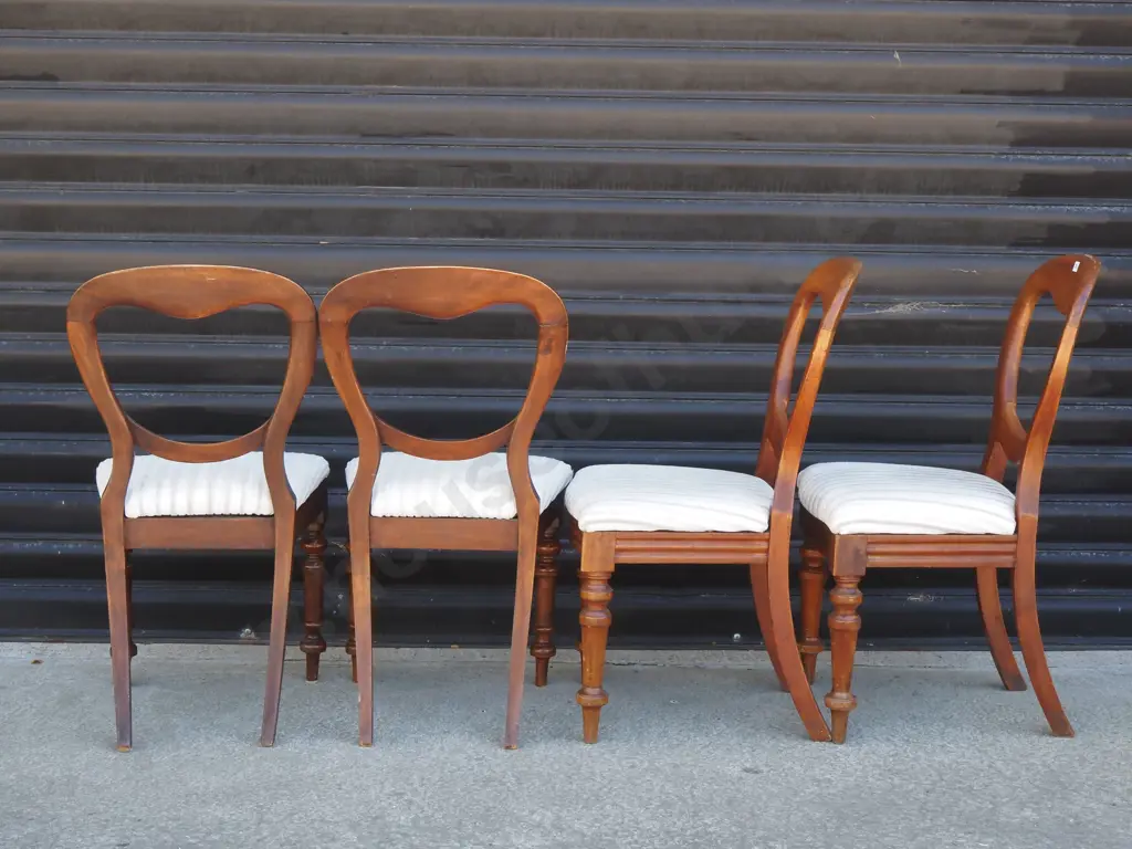Four Late Victorian Mahogany Balloon Back Dining Chairs Image 1++