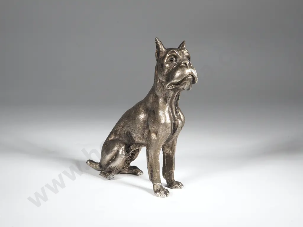Boxer Dog Pewter Figurine. Stamped Pewter  Image 1++