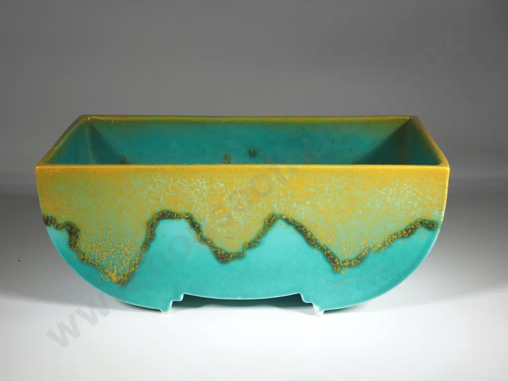 Teal Crown Devon Mid Century Trough Vase Image 1++