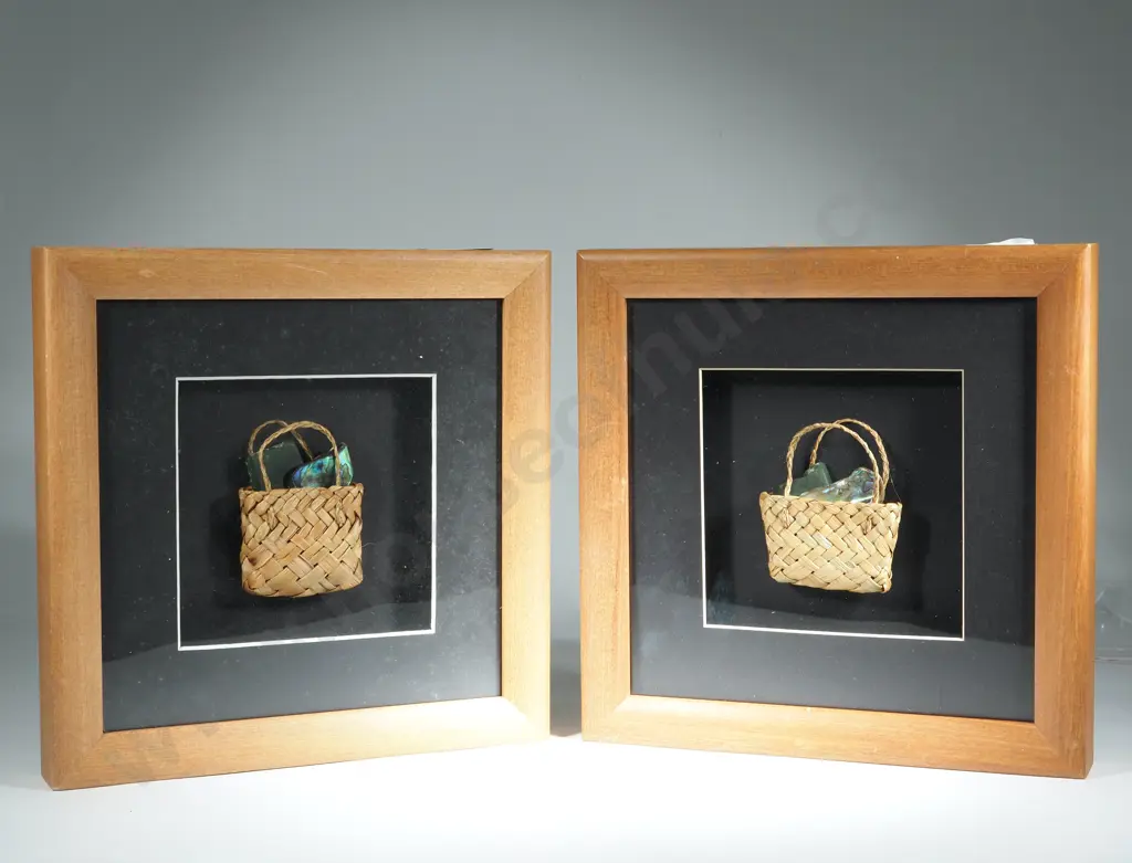 Art Work. Three Dimensional Nga Kete In  Square Timber Frame  Image 1++