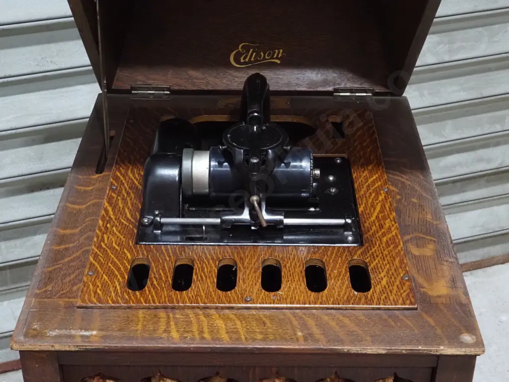 Edison Amberola Floor Model 75 Cylinder Phonograph with Tubes Image 1++
