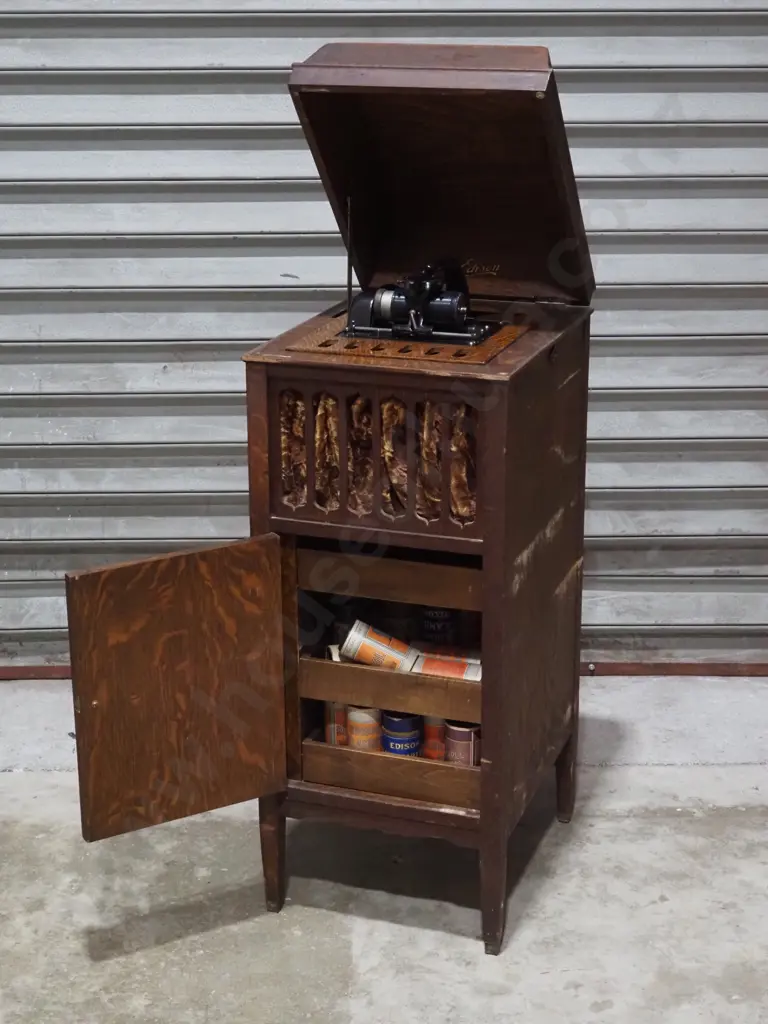 Edison Amberola Floor Model 75 Cylinder Phonograph with Tubes Image 1++