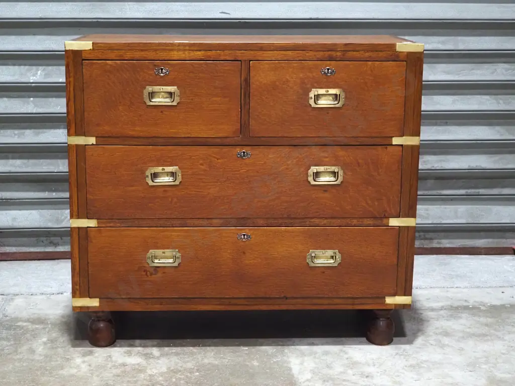 Oak Military Four Drawer Chest.  Image 1++