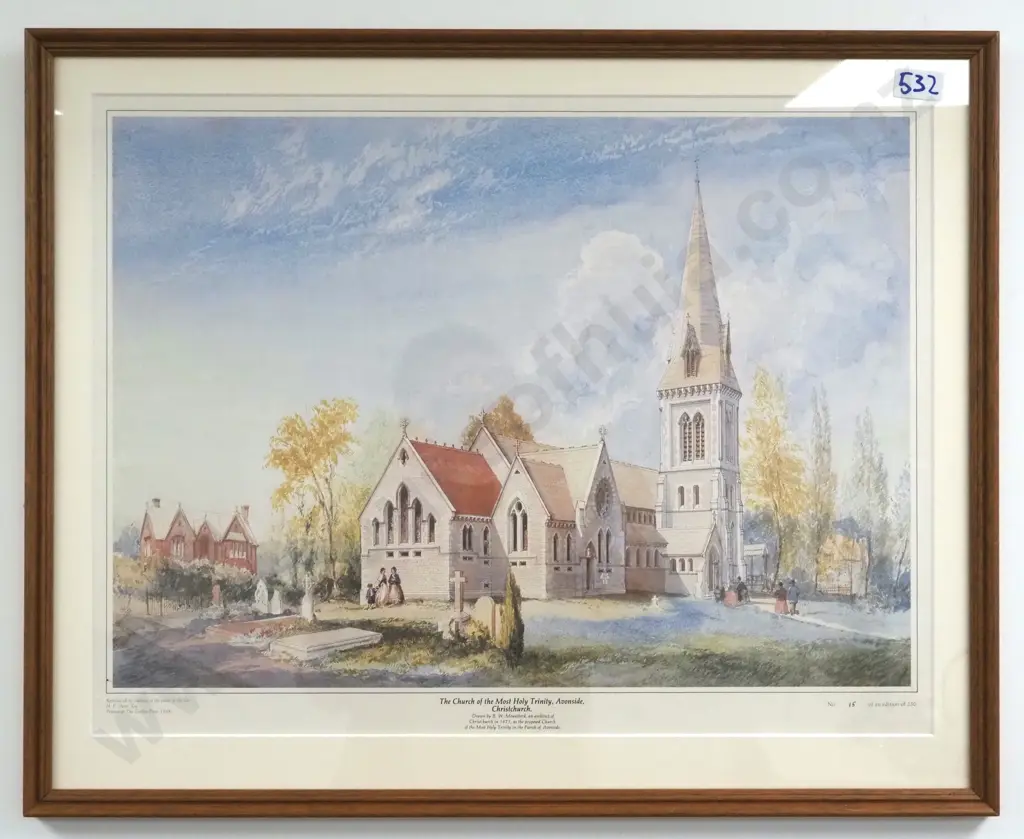 The Church of the Most Holy Trinity, Avonside, Christchurch. Numbered Reproduction Print 15/250 Image 1++